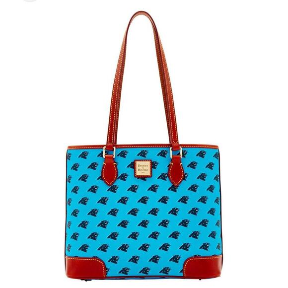 Dooney & Bourke Handbags - Dooney & Bourke Carolina Panther Blue Brown Leather Shoulder Tote Bag GS